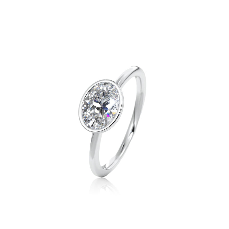 Oval Classic Rub-Over Moissanite Engagement Ring