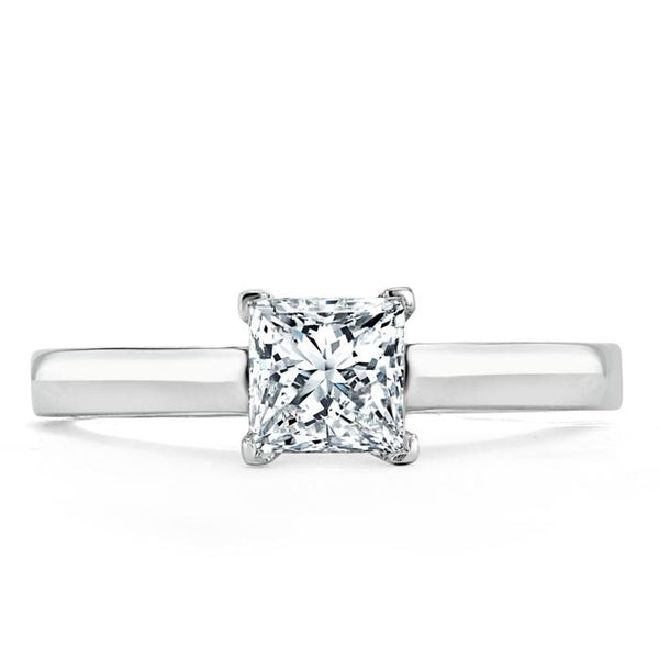 1.00ct  Princess Cut Moissanite Engagement Ring, Classic Style,  Available in White Gold, Platinum, Rose Gold or Yellow Gold