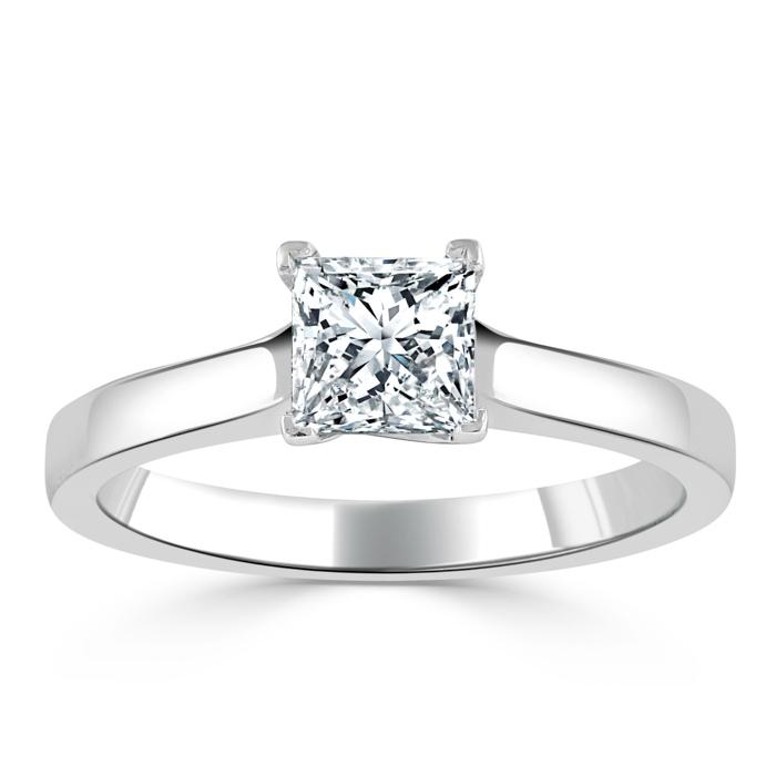 1.00ct  Princess Cut Moissanite Engagement Ring, Classic Style,  Available in White Gold, Platinum, Rose Gold or Yellow Gold