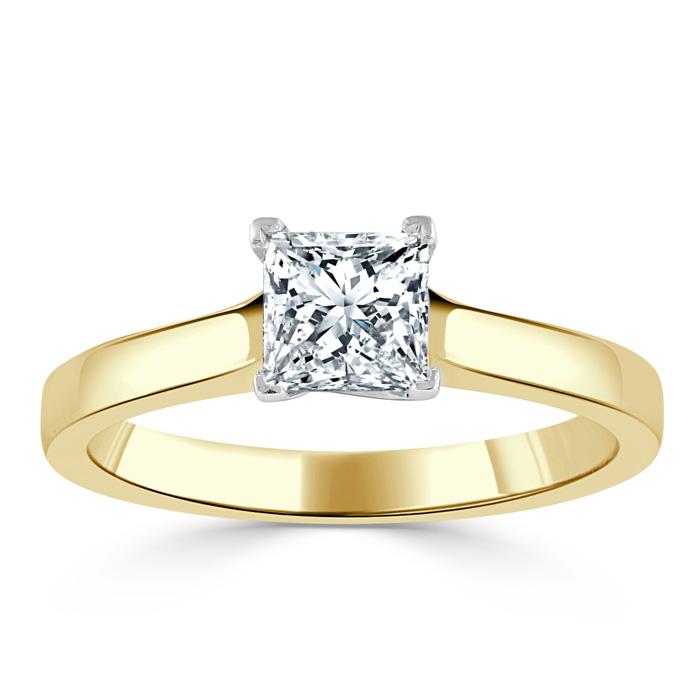 1.00ct  Princess Cut Moissanite Engagement Ring, Classic Style,  Available in White Gold, Platinum, Rose Gold or Yellow Gold