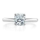 1.00ct  Cushion Cut Moissanite Engagement Ring, Classic Style,  Available in White Gold, Platinum, Rose Gold or Yellow Gold