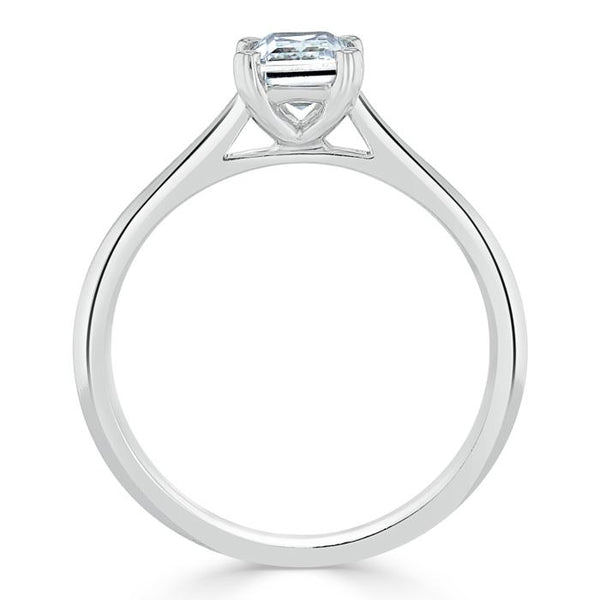 1.00ct  Emerald Cut Moissanite Engagement Ring, Tiffany Style,  Available in White Gold, Platinum, Rose Gold or Yellow Gold