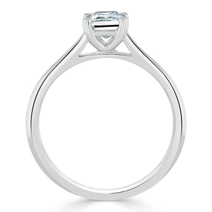 Lab-Diamond Emerald Cut Engagement Ring, Tiffany Style, Choose Your Stone Size and Metal