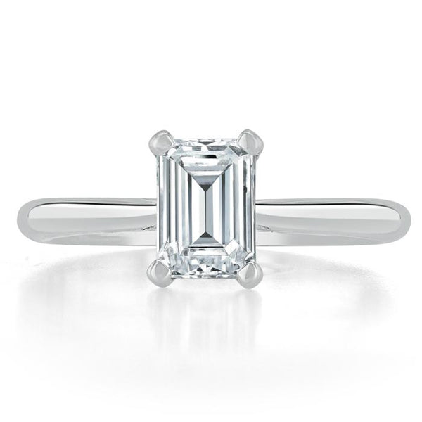 Lab-Diamond Emerald Cut Engagement Ring, Tiffany Style, Choose Your Stone Size and Metal