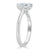 Lab-Diamond Emerald Cut Engagement Ring, Tiffany Style, Choose Your Stone Size and Metal
