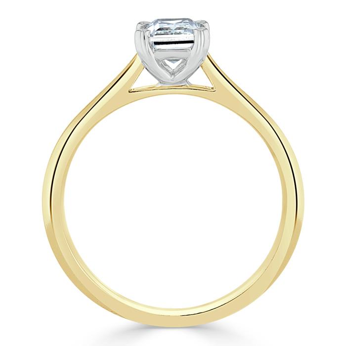 Lab-Diamond Emerald Cut Engagement Ring, Tiffany Style, Choose Your Stone Size and Metal