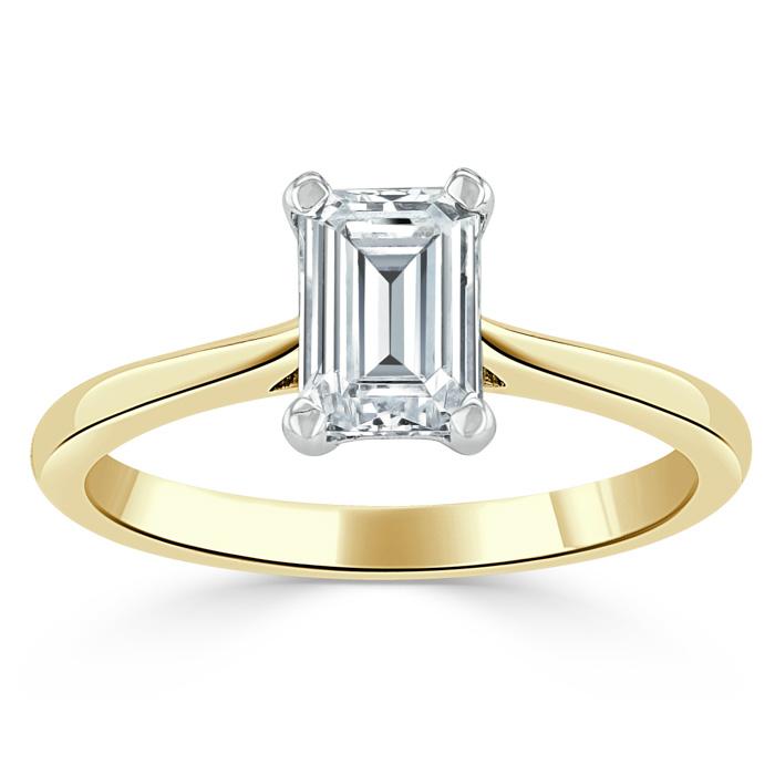 1.00ct  Emerald Cut Moissanite Engagement Ring, Tiffany Style,  Available in White Gold, Platinum, Rose Gold or Yellow Gold