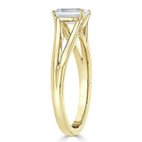 Lab-Diamond Emerald Cut Engagement Ring, Tiffany Style Split Shank, Choose Your Stone Size and Metal