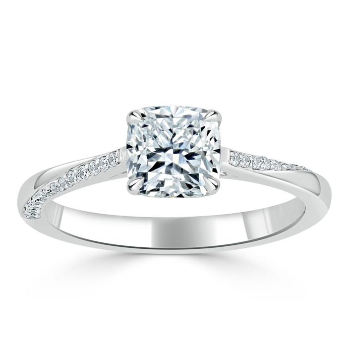 1.20ct  Cushion Cut Moissanite Engagement Ring, Classic Style,  Available in White Gold, Platinum, Rose Gold or Yellow Gold