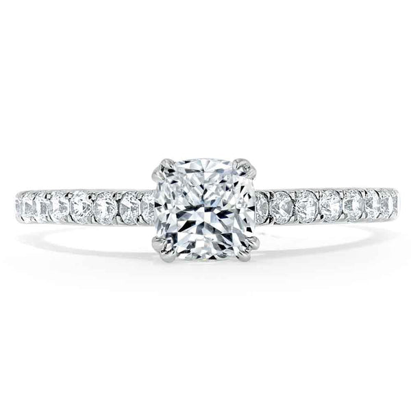 1.00ct  Cushion Cut Moissanite Engagement Ring, Classic Style,  Available in White Gold, Platinum, Rose Gold or Yellow Gold