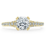 1.40ct  Cushion Cut Moissanite Engagement Ring, Tiffany Style,  Available in White Gold, Platinum, Rose Gold or Yellow Gold