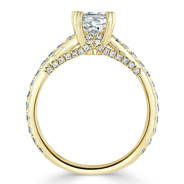 Lab-Diamond Cushion Cut Engagement Ring, Tiffany Style, Choose Your Stone Size and Metal