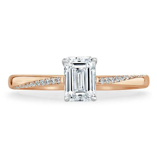 Lab-Diamond Emerald Cut Engagement Ring, Classic Style, Choose Your Stone Size and Metal