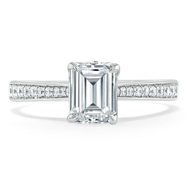 Lab-Diamond Emerald Cut Engagement Ring, Classic Style, Choose Your Stone Size and Metal