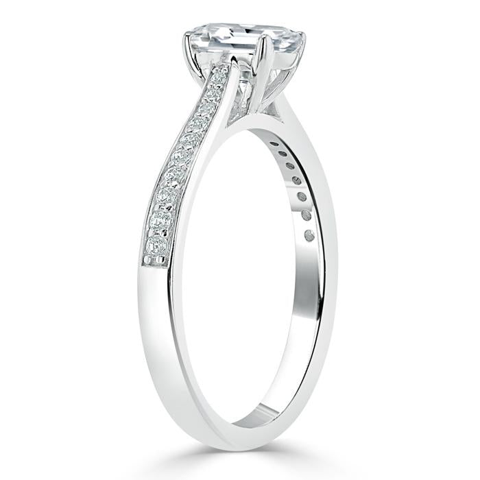 1.00ct  Emerald Cut Moissanite Engagement Ring, Classic Style,  Available in White Gold, Platinum, Rose Gold or Yellow Gold