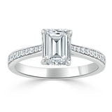 1.00ct  Emerald Cut Moissanite Engagement Ring, Classic Style,  Available in White Gold, Platinum, Rose Gold or Yellow Gold