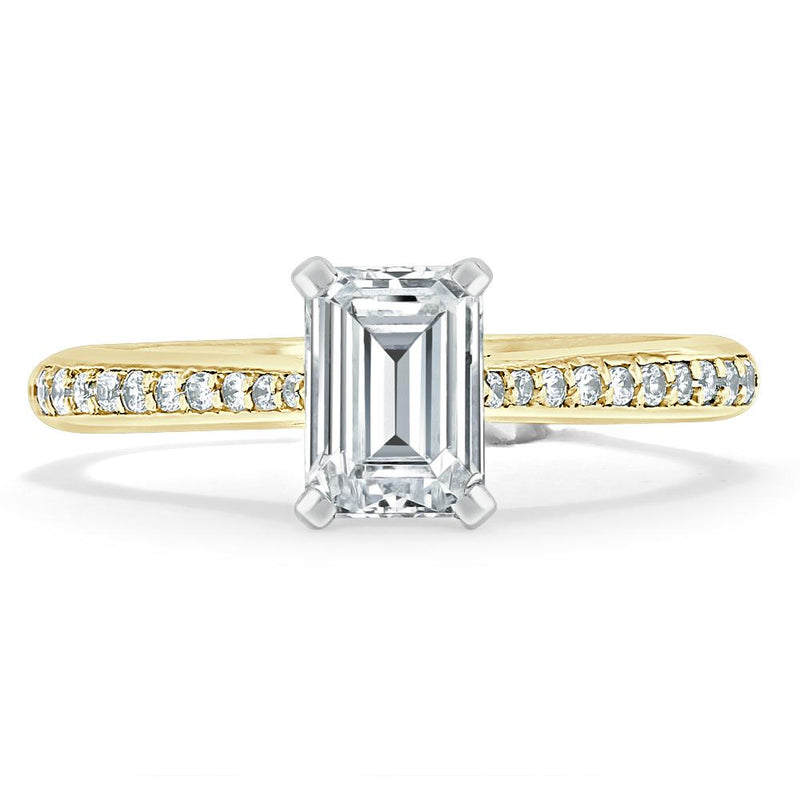 1.00ct  Emerald Cut Moissanite Engagement Ring, Classic Style,  Available in White Gold, Platinum, Rose Gold or Yellow Gold