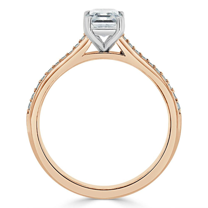 1.00ct  Emerald Cut Moissanite Engagement Ring, Classic Style,  Available in White Gold, Platinum, Rose Gold or Yellow Gold