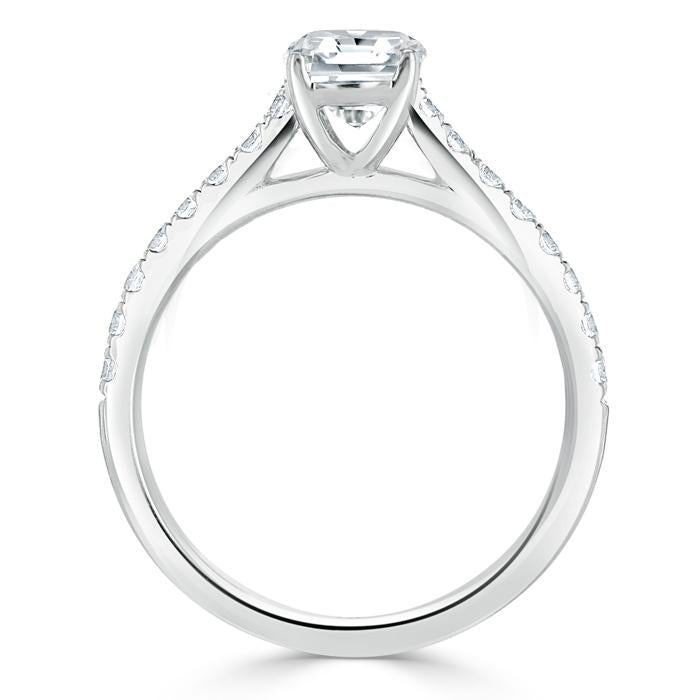 1.00ct  Emerald Cut Moissanite Engagement Ring, Classic Style,  Available in White Gold, Platinum, Rose Gold or Yellow Gold