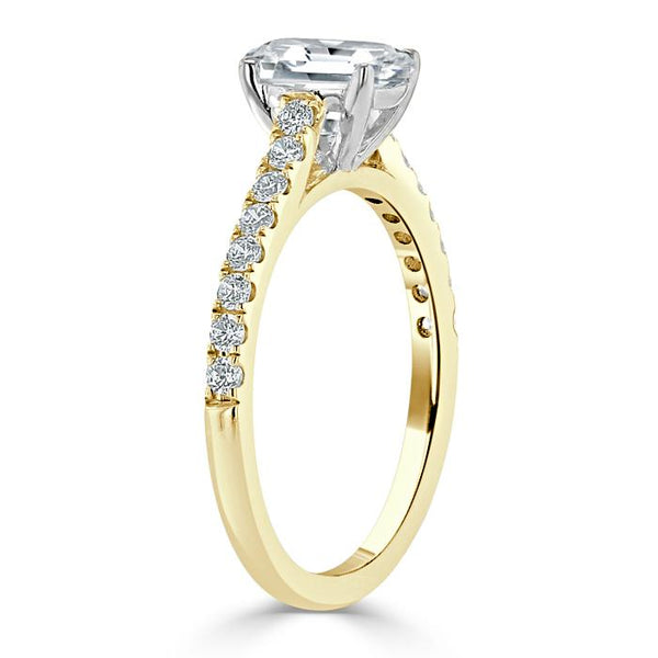 Lab-Diamond Emerald Cut Engagement Ring, Classic Style, Choose Your Stone Size and Metal