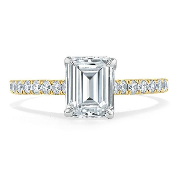 Lab-Diamond Emerald Cut Engagement Ring, Classic Style, Choose Your Stone Size and Metal