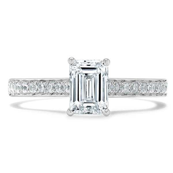 Lab-Diamond Emerald Cut Engagement Ring, Classic Style, Choose Your Stone Size and Metal