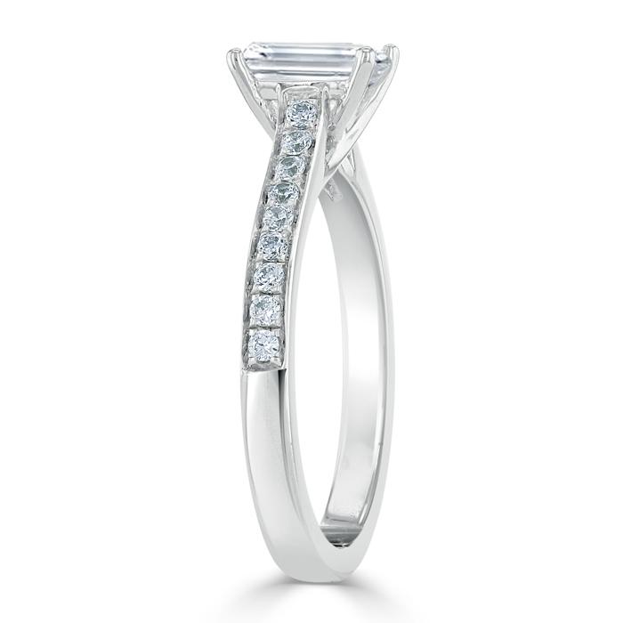 1.20ct  Emerald Cut Moissanite Engagement Ring, Classic Style,  Available in White Gold, Platinum, Rose Gold or Yellow Gold
