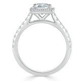 1.40ct  Princess Cut Moissanite Engagement Ring, Classic Halo,  Available in White Gold, Platinum, Rose Gold or Yellow Gold