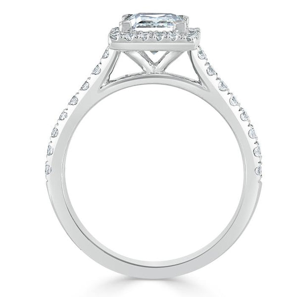 1.40ct  Princess Cut Moissanite Engagement Ring, Classic Halo,  Available in White Gold, Platinum, Rose Gold or Yellow Gold
