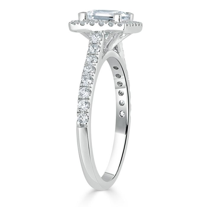 1.40ct  Princess Cut Moissanite Engagement Ring, Classic Halo,  Available in White Gold, Platinum, Rose Gold or Yellow Gold