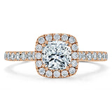 1.40ct  Cushion Cut Moissanite Halo Engagement Ring, Tiffany Style,  Available in White Gold, Platinum, Rose Gold or Yellow Gold