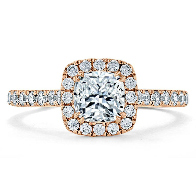 1.40ct  Cushion Cut Moissanite Halo Engagement Ring, Tiffany Style,  Available in White Gold, Platinum, Rose Gold or Yellow Gold