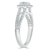 Lab-Diamond Cushion Cut Engagement Ring, Classic Halo with Split Shank, Choose Your Stone Size and Metal