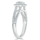 1.60ct  Cushion Cut Moissanite Engagement Ring, Classic Halo with Split Shank,  Available in White Gold, Platinum, Rose Gold or Yellow Gold