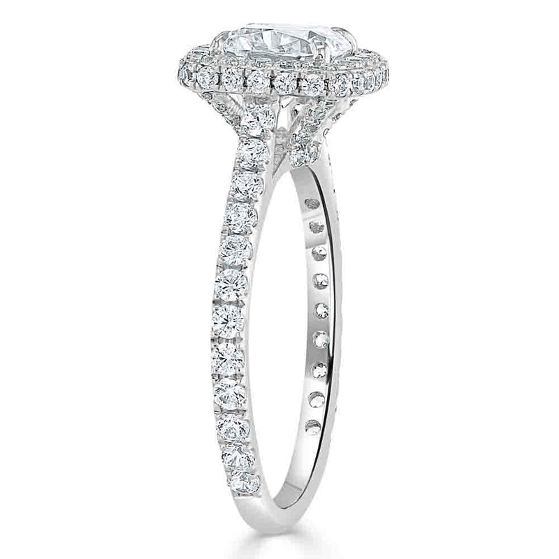 Lab-Diamond Cushion Cut Halo Engagement Ring, Tiffany Style, Choose Your Stone Size and Metal