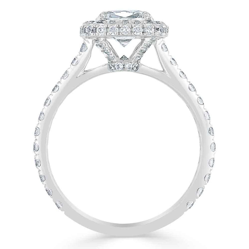Lab-Diamond Cushion Cut Halo Engagement Ring, Tiffany Style, Choose Your Stone Size and Metal