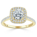 Lab-Diamond Cushion Cut Halo Engagement Ring, Tiffany Style, Choose Your Stone Size and Metal