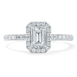 Lab-Diamond Emerald Cut Engagement Ring, Classic Halo, Choose Your Stone Size and Metal