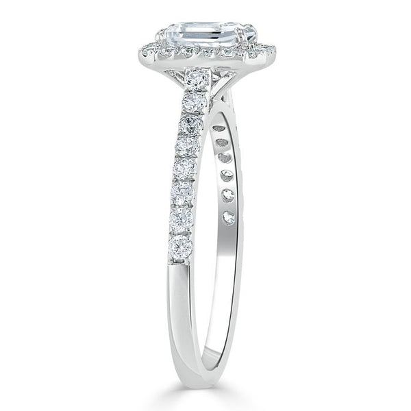 Lab-Diamond Emerald Cut Engagement Ring, Classic Halo, Choose Your Stone Size and Metal