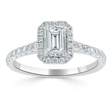 Lab-Diamond Emerald Cut Engagement Ring, Classic Halo, Choose Your Stone Size and Metal
