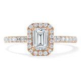 Lab-Diamond Emerald Cut Engagement Ring, Classic Halo, Choose Your Stone Size and Metal