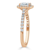 1.45ct  Emerald Cut Moissanite Engagement Ring, Classic Halo,  Available in White Gold, Platinum, Rose Gold or Yellow Gold