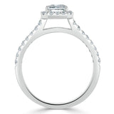 1.60ct  Emerald Cut Moissanite Engagement Ring, Classic Halo with Split Shank,  Available in White Gold, Platinum, Rose Gold or Yellow Gold