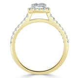 1.60ct  Emerald Cut Moissanite Engagement Ring, Classic Halo with Split Shank,  Available in White Gold, Platinum, Rose Gold or Yellow Gold