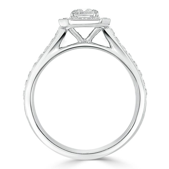 Lab-Diamond Emerald Cut Engagement Ring, Classic Halo, Choose Your Stone Size and Metal