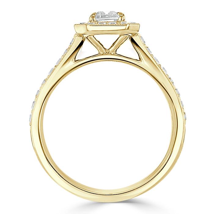 Lab-Diamond Emerald Cut Engagement Ring, Classic Halo, Choose Your Stone Size and Metal