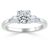 1.30ct  Cushion Cut Moissanite 3 stone Engagement Ring,  Available in White Gold, Platinum, Rose Gold or Yellow Gold