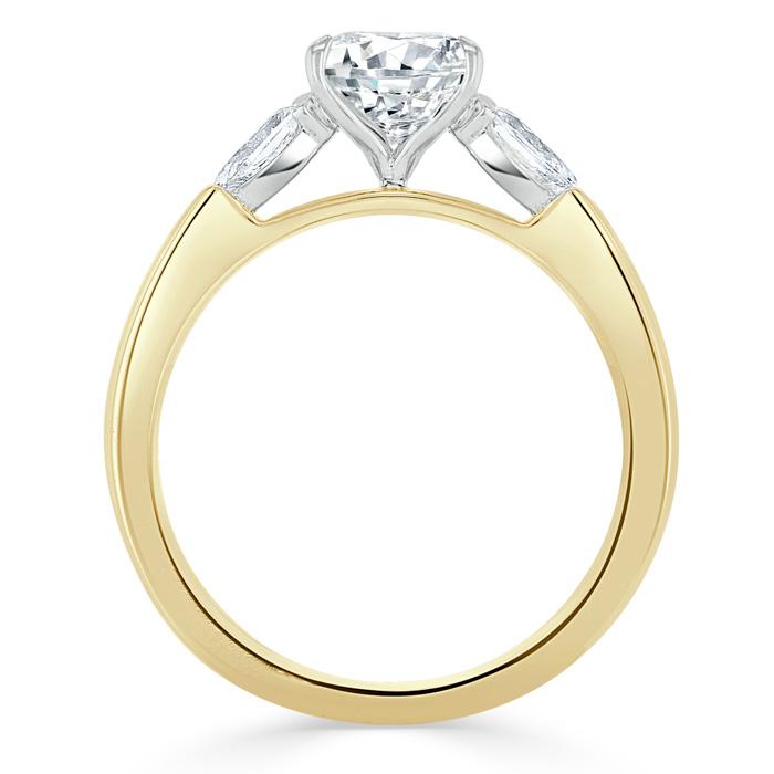 1.30ct  Cushion Cut Moissanite 3 stone Engagement Ring,  Available in White Gold, Platinum, Rose Gold or Yellow Gold