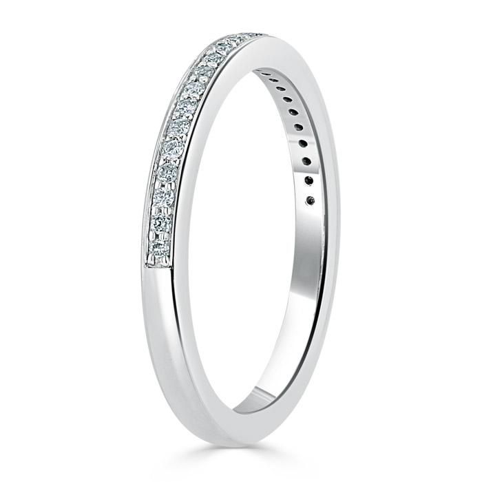 0.40ct Moissanite Wedding Band, Delicate Half Eternity Ring, 2.00mm Wide Pave Set,  Available in White Gold or Platinum