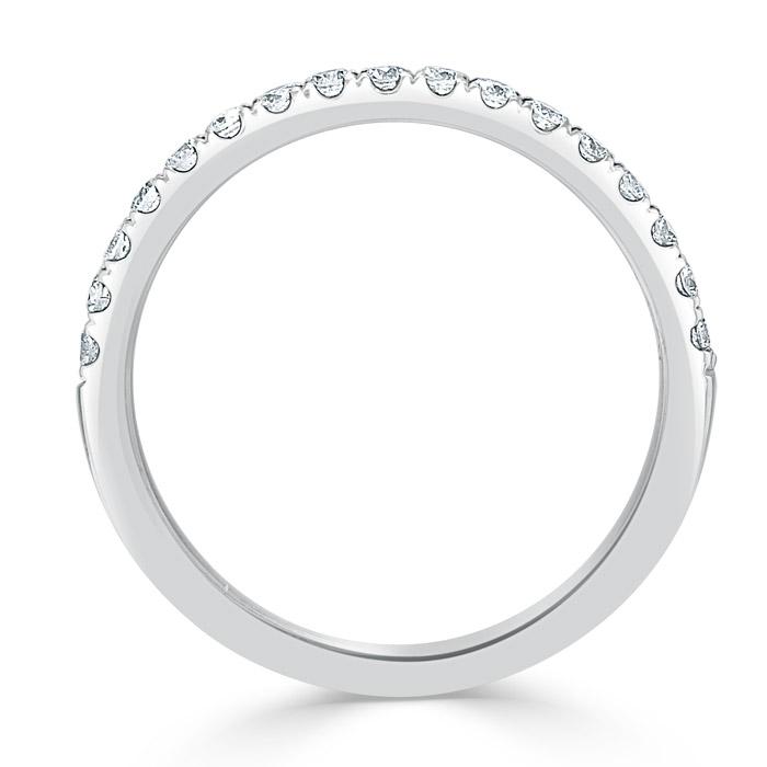 0.45ct Moissanite Wedding Band, Delicate Half Eternity Ring, 1.80mm Wide,  Available in White Gold or Platinum
